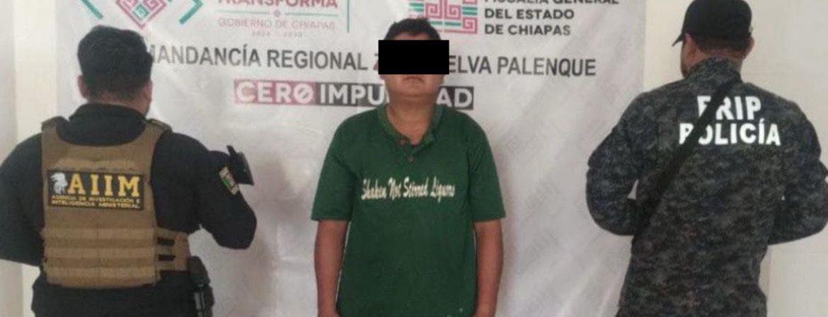 SSP y FGE detienen a un masculino con presuntos narcóticos en Palenque.