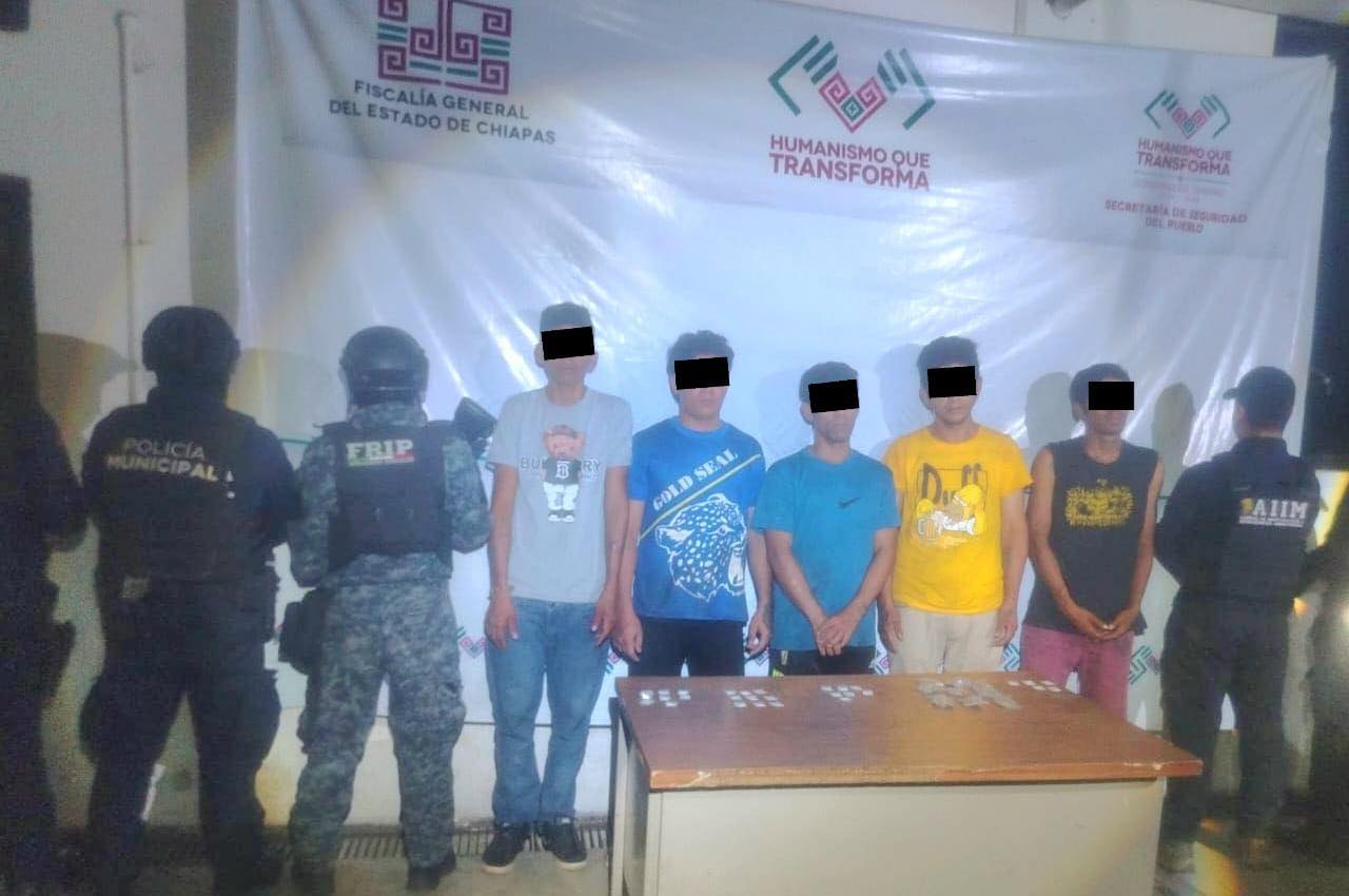 Cinco detenidos con presuntos narcóticos en operativo Interinstitucional en Tapachula