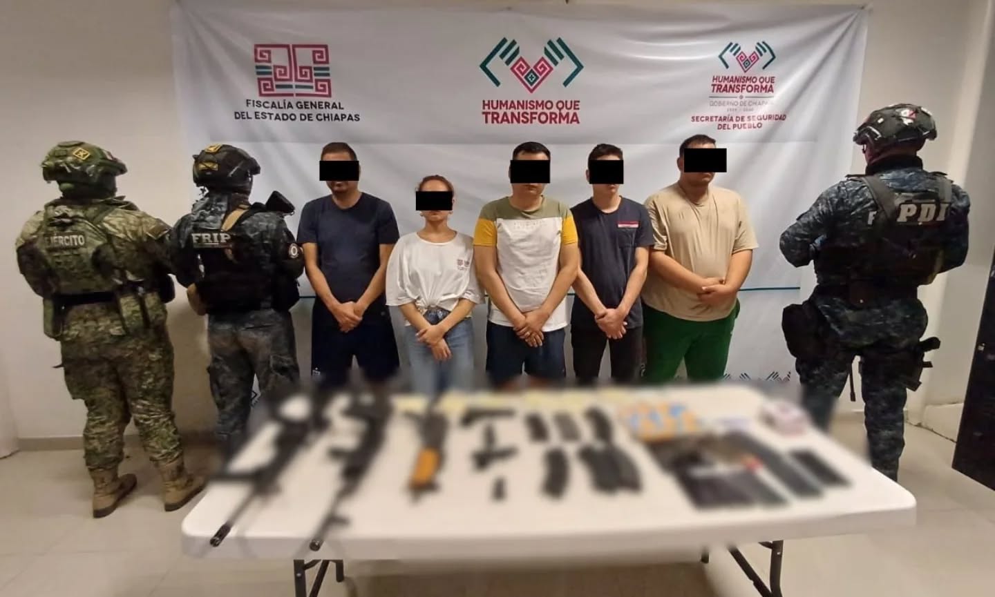 SSP, FGE y Ejército Mexicano detienen a integrantes de presunta célula delictiva que opera en el estado de Chiapas.