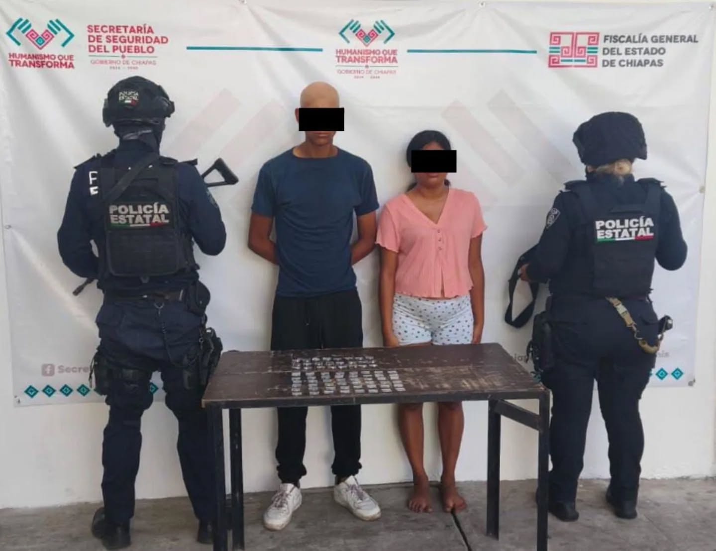 SSP y FGE detienen a dos personas con presunta droga en Tapachula