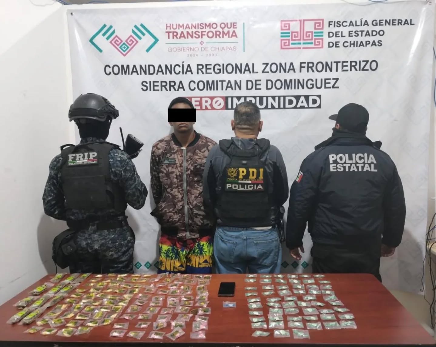 SSP y FGE detienen a presunto integrante de célula delictiva y aseguran narcóticos en Comitán de Domínguez, Chiapas
