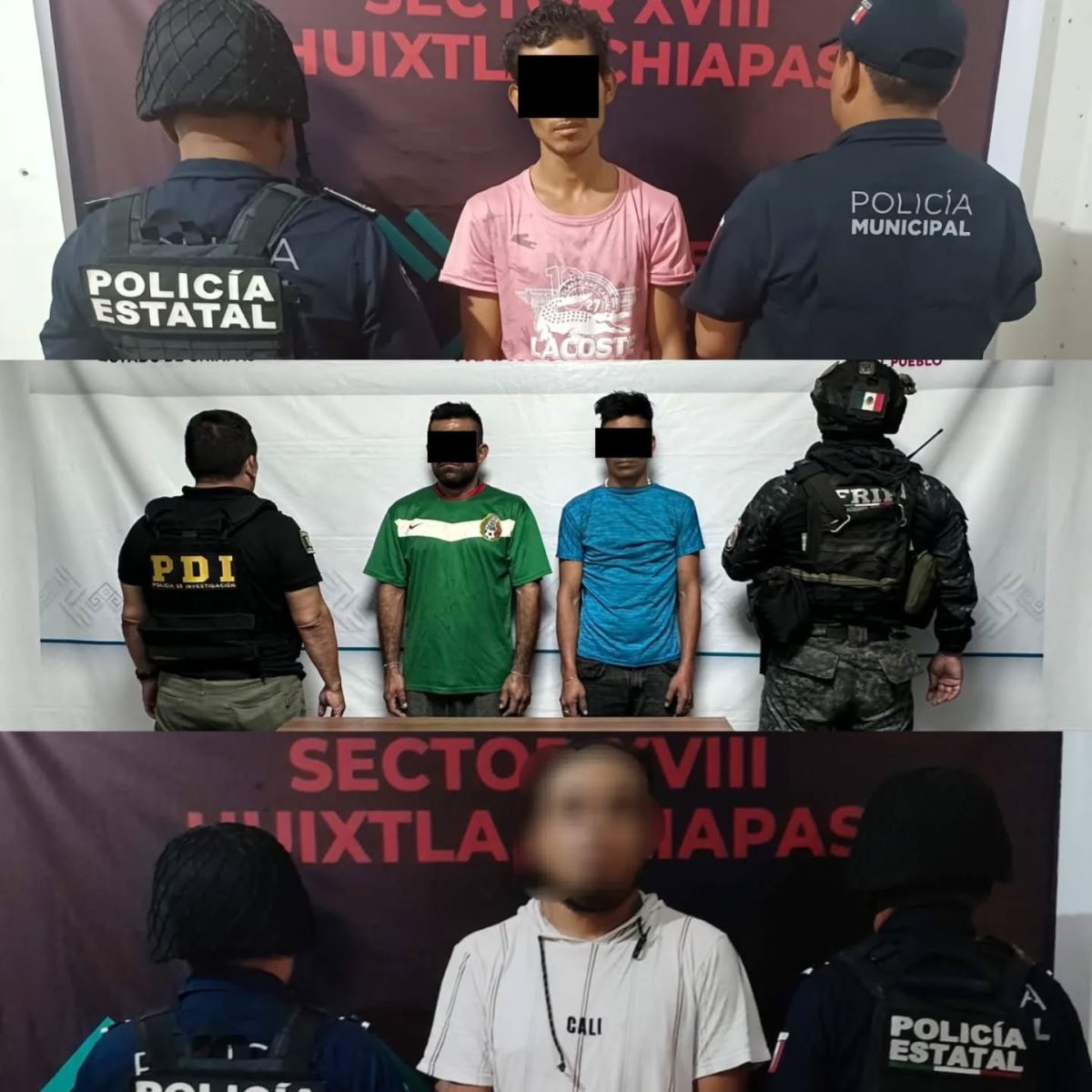 SSP y FGE, detienen a cuatro masculinos en posesión de presuntas drogas en operativos en tres municipios de Chiapas