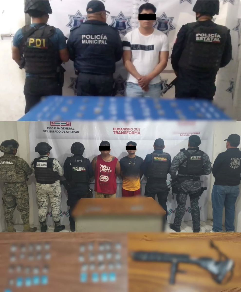 En operativos interinstitucionales detienen a masculinos con presunta droga en Chiapas